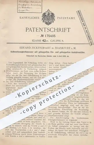original Patent - Eduard Zickendraht , Frankfurt / Main , 1905 , Kolben - Flüssigkeitsmesser mit Ventil | Motor !!!