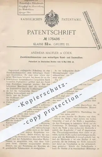 original Patent - Andreas Haufler , Köln , 1902 , Zierstichnähmaschine | Zierstich - Nähmaschine | Nähen , Schneider !