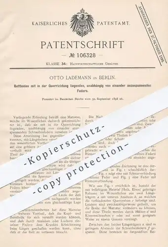 original Patent - Otto Lademann , Berlin , 1898 , Bettboden mit Federn | Bett , Matratze , Lattenrost , Möbel , Betten