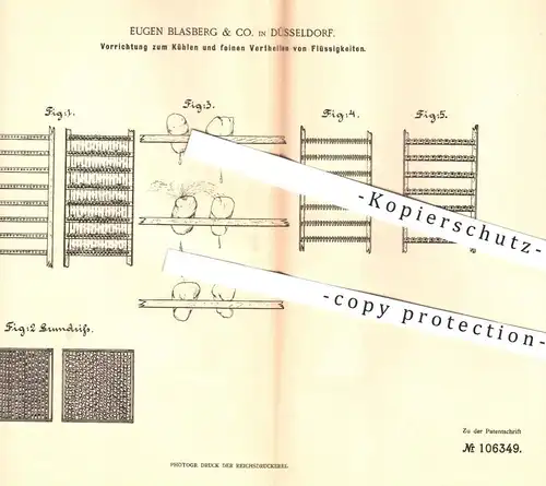 original Patent - Eugen Blasberg & Co. , Düsseldorf , 1898 , Kühlen u. Verteilen von Flüssigkeiten | Eis , Kühlung !!