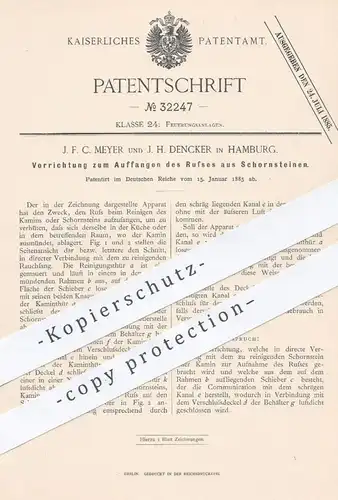 original Patent - J. F. C. Meyer u. J. H. Dencker , Hamburg , 1885 , Ruß aus Schornstein auffangen | Schornsteinfeger !!