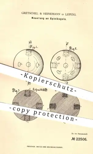 original Patent - Gretschel & Heinemann , Leipzig , 1882 , Spielkugeln | Kugel , Kugeln , Kegeln , Bowling , Sport !!!