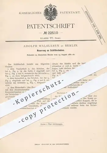 original Patent - Adolph Walsleben , Berlin , 1882 , Schlittschuhe , Schlittschuh | Schuh , Schuhe , Sport , Schuster !!