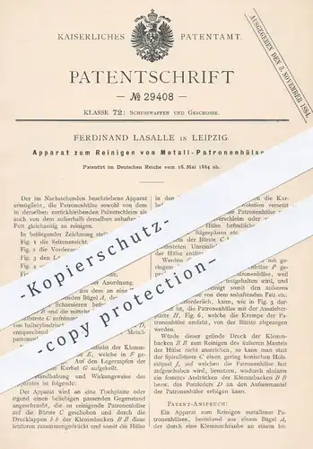 original Patent - Ferdinand Lasalle , Leipzig 1884 , Reinigen von Patronenhülsen aus Metall | Patronen , Waffen , Gewehr