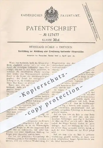 original Patent - Bernhard Röber , Dresden , 1901 , Abkühlung o. Erwärmung bestimmter Körperstellen | Gesundheit , Arzt