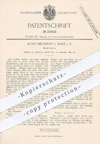 original Patent - Eugen Hellbardt , Halle / Saale , 1885 , Gebläse | Lüftungen , Luft , Lüftung , Druck , Gase !!!