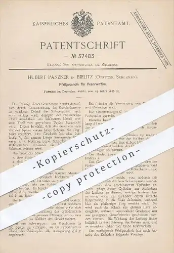 original Patent - Hubert Panzner , Bielitz , 1886 , Pfeilgeschoss für Feuerwaffen | Waffen , Geschosse , Gewehre !!!