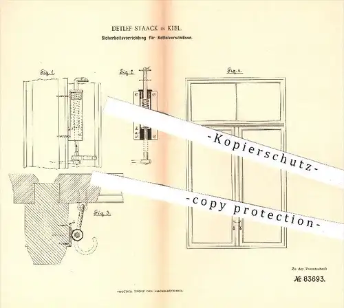 original Patent - Detlef Staack in Kiel , 1894 , Sicherheit für Klettverschlüsse am Fenster | Schlosser , Schlosserei !!