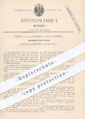 original Patent - Barão G. S. De Capanema , Rio de Janeiro , 1883 , Automatische Reise-Kassette | Fotografie , Fotograf