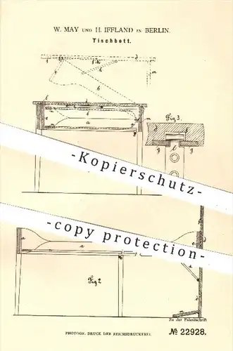 original Patent - W. May u. H. Iffland , Berlin  1882 , Tischbett | Tisch , Bett , Bettmöbel , Möbel , Möbelbauer , Holz