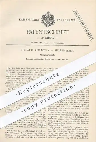 original Patent - Eduard Ahlborn in Hildesheim , 1891 , Kannenverschluss | Kanne , Kannen , Milchkanne , Gefäße !!!