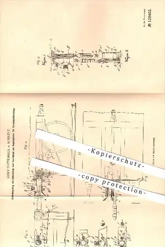 original Patent - Josef Nattebrede in Koblenz , 1901 , Seitenkupplung mit Zahnstange u. Sperrklinke für Eisenbahnen !!!