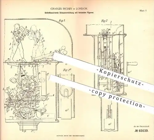 original Patent - Charles Ingrey in London , 1894 , Selbstkassierende Schauvorrichtung mit boxenden Figuren , Automat !