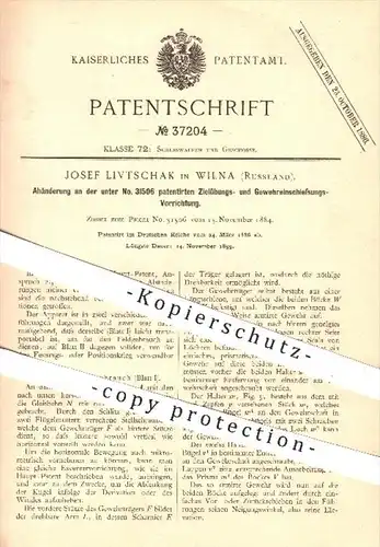 original Patent - J. Livtschak , Wilna , Russland , 1886 , Vorrichtung zur Zielübung u. zum Einschiessen mit Gewehr !!