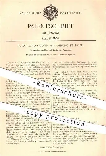 original Patent - Dr. Otto Pankrath , Hamburg , St. Pauli , 1900 , Schleuder mit konischer Trommel , Schleudern , Kessel