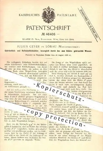 original Patent - J. Geyer , Löbau , Westpreussen 1888 , Gährbottichkühler , Hefenbottichkühler , Kühlung , Bier , Hefe