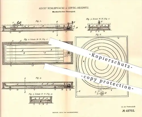 original Patent - A. Schliephacke , Leipzig - Reudnitz , 1889 , Mechanisches Rennspiel , Spiel , Spiele , Brettspiele !!