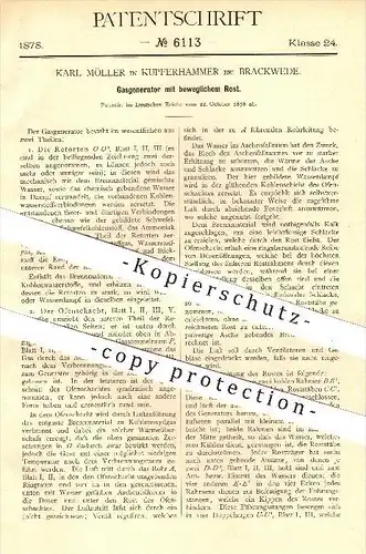original Patent - K. Möller , Kupferhammer , Brackwede , 1878 , Gasgenerator , Gas , Generator , Generatoren , Ofen !!