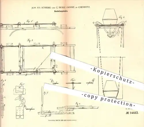 original Patent - Joh. Ed. Scheibe , C. Moriz Oehme , Chemnitz , 1881 , Bestattungsbahre , Bahre , Tragbahre , Bestatter