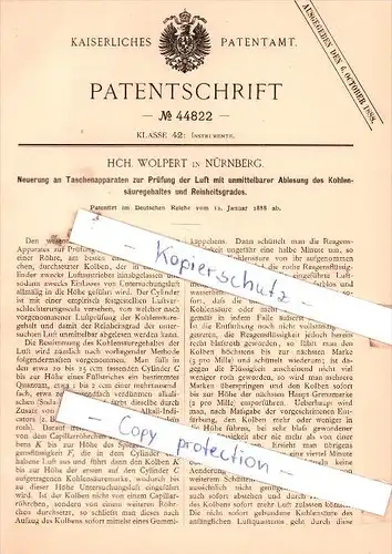 Original Patent - Hch. Wolpert in Nürnberg , 1888 , Instrumente !!!