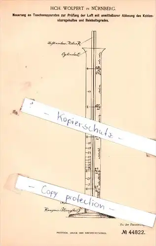 Original Patent - Hch. Wolpert in Nürnberg , 1888 , Instrumente !!!