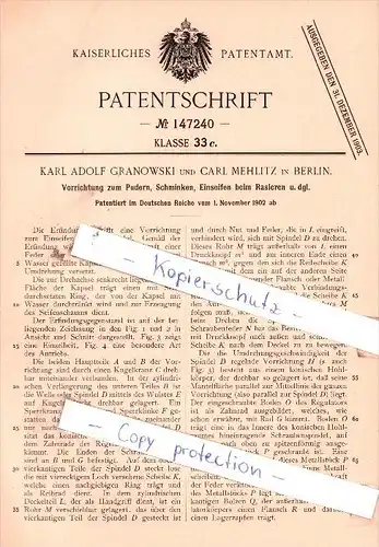 Original Patent - Karl Adolf Granowski und Carl Mehlitz in Berlin , 1902 , !!!