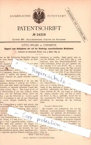 Original Patent - Otto Helsig in Chemnitz , 1883 , Holz-Erzeugnisse, Geräthe und Maschinen !!!
