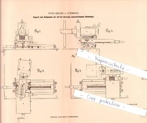 Original Patent - Otto Helsig in Chemnitz , 1883 , Holz-Erzeugnisse, Geräthe und Maschinen !!!