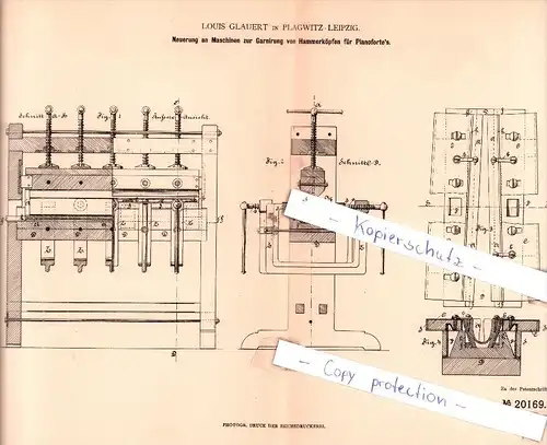 Original Patent - Louis Glauert in Plagwitz-Leipzig , 1882 , Musikalische Instrumente !!!