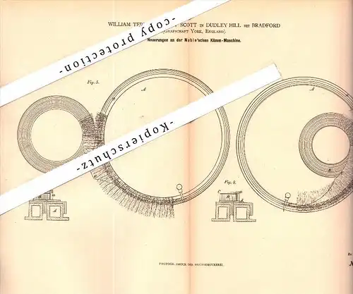 Original Patent -W. Terry and J. Scott in Dudley Hill , City of Bradford , 1879 , Comber for spinning !!!