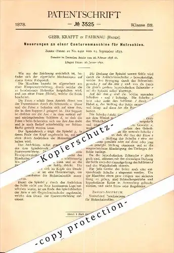 Original Patent - Gebr. Krafft in Fahrnau b. Schopfheim , 1878 , Maschine für Holzsohlen , Pantoffeln , Holzschuhe !!!