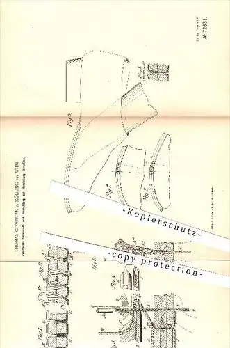 original Patent - Thomas Cowburn in Mödling bei Wien , 1893 , Herstellung einer Zweifaden - Sohlennaht , Nähmaschine !!!