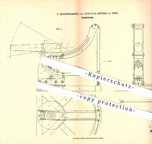 original Patent - F. Deisenhammer und Theodor Brezina in Wien , 1878 , Geschützbasis , Geschütz , Gewehr , Waffen !!!