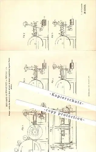 original Patent - Bernhard Hufenhäusser in Werdau i. S. , 1892 , Krempel , Spinnen , Spinnerei !!!