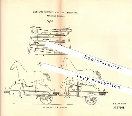 original Patent - Richard Blinkhorn in Graz , Steiermark , 1886 , Karussell , Karussells , Rummel , Jahrmarkt !!!