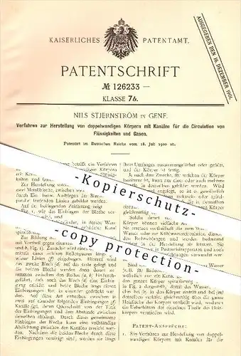 original Patent - Nils Stjernström in Genf , 1900 , Verfahren zur Herstellung von doppelwandigen Körpern !!!