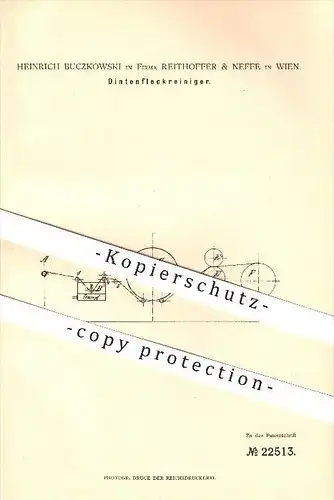 original Patent - H. Buczkowski , Reithoffer & Neffe in Wien , 1882 , Tintenfleckreiniger , Schreibmaterialien !!!