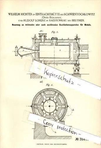 Original Patent - Richter in Schwientochlowitz / Swietochlowice und Lorenz in Radzionkau / Radzionkow , 1885 , Schlesien