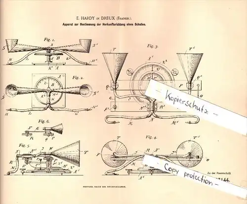 Original Patent - E. Hardy à  Dreux , 1896 , Dispositif pour la détermination du bruit !!!