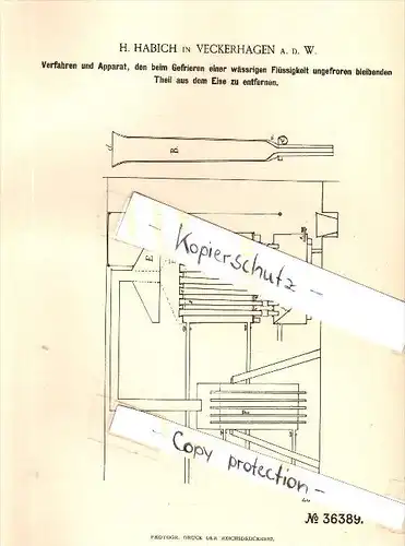 Original Patent - H. Habich in Veckerhagen b. Reinhardshagen , 1885 , Abscheider für Öl , Petroleum , Weser !!!