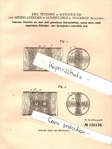 Original Patent - A. Andersen in Holebüllfeld b. Hockerup , 1901 , Petersen in Kitschelund , Radreifen  Holbøl Sogn  !!!