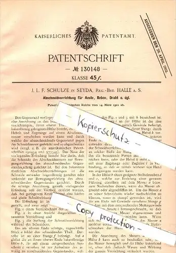 Original Patent - J.L. Schulze in Seyda b. Jessen , 1901 , Abschneidevorrichtung für Reben und Draht , Halle !!!