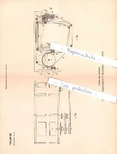 Original Patent - Gottfried Versock in Königstein i. Sachsen , 1889 , Feuchter für Papier , Papierfabrikation !!!