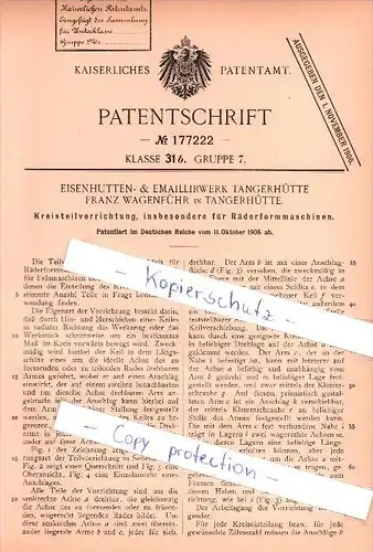 Original Patent - Eisenhütten- & Emaillirwerk , F. Wagenführ in Tangerhütte b. Stendal , 1905 , Fräsmaschinen !!