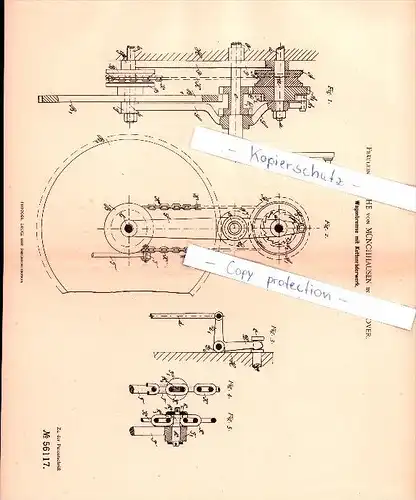 Original Patent - Agathe von Münchhausen in Hannover , 1890 , Sattlerei und Wagenbau !!!