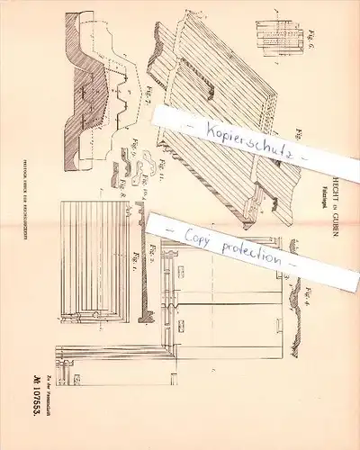 Original Patent - Carl Hecht in Guben , 1898 , Falzziegel , Dachziegel , Hochbau , Dachdecker , Dach !!!