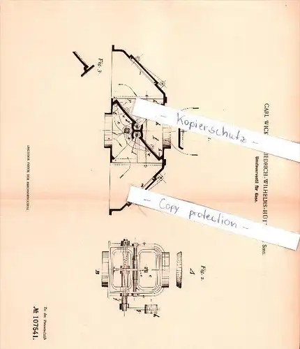 Original Patent - Carl Wicke in Friedrich Wilhelms Hütte a. d. Sieg , 1898 , Feuerungsanlagen , Heizungsbau , Troisdorf