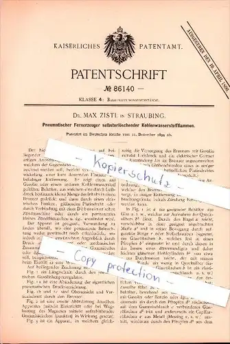 Original Patent - Dr. Max Zistl in Straubing , 1894 , Fernerzeuger , Beleuchtung !!!
