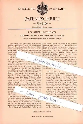 Original Patent - K. W. Stein in Rathenow , 1895 , Selbstkassierende Schaustellvorrichtung !!!