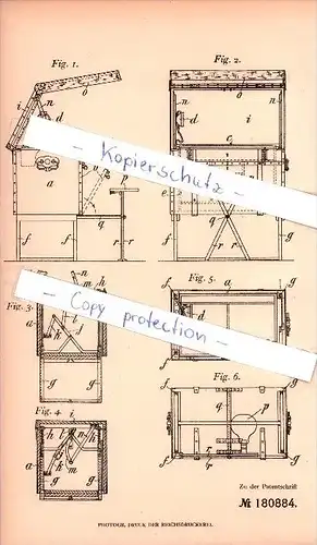 Original Patent - Julius Weber und Ernst Schulze in Hirschfelde b. Zittau ,1906 , in Schreibtisch verwandelbare Kiste!!!